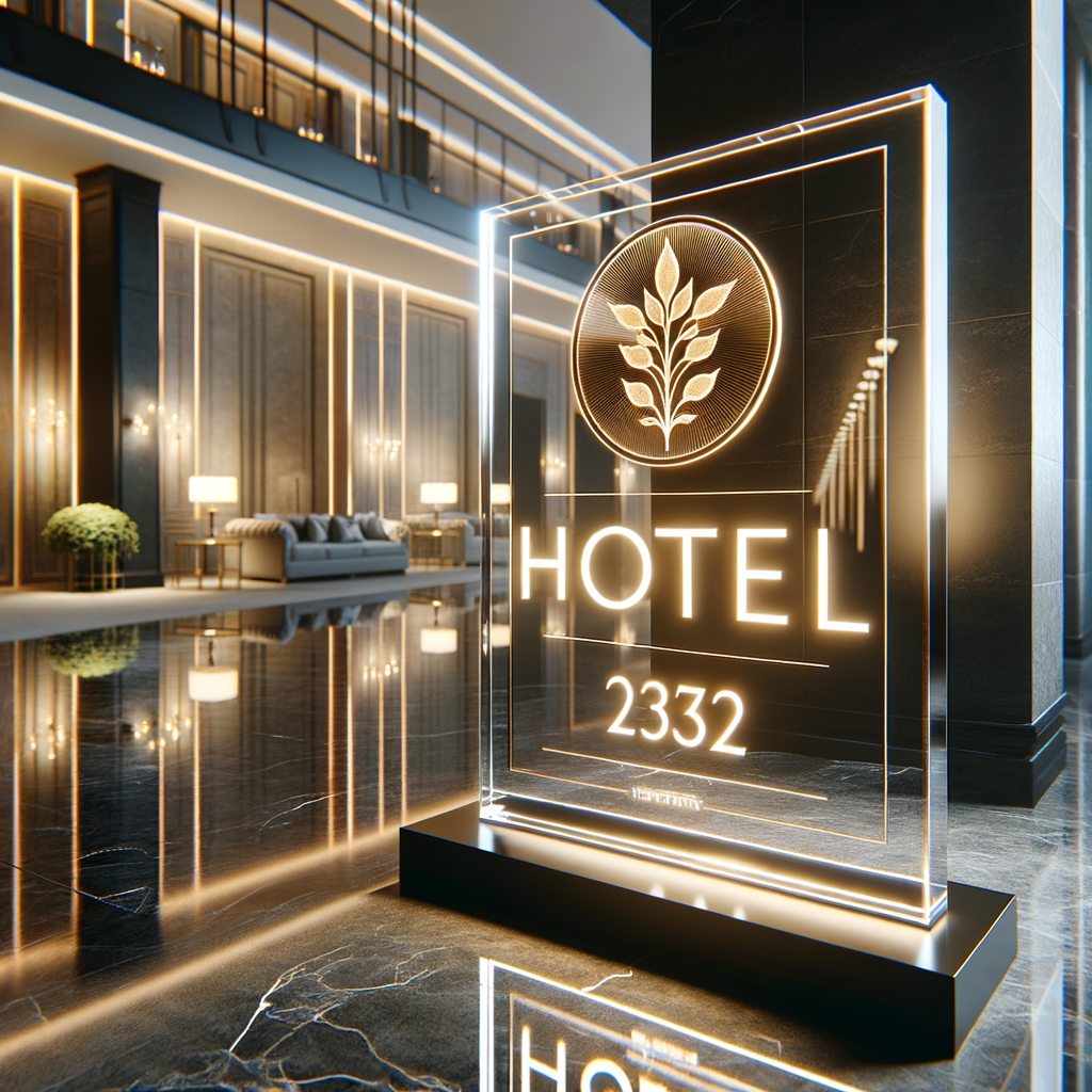 Luxury hotel lobby signage