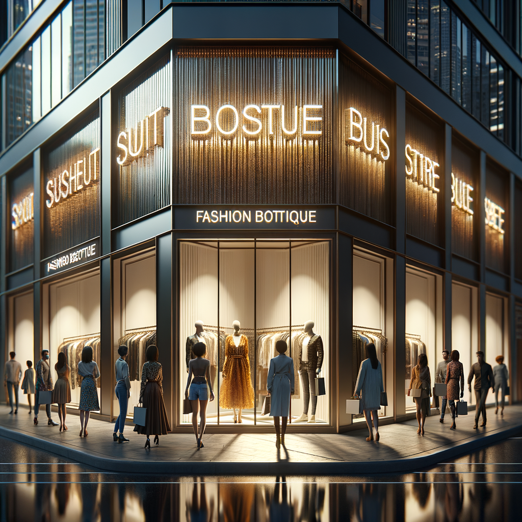 Showcase a modern boutique sign