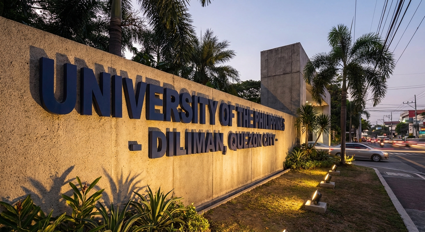 Dimensional Aluminum Buildup Signage for a University Entrance