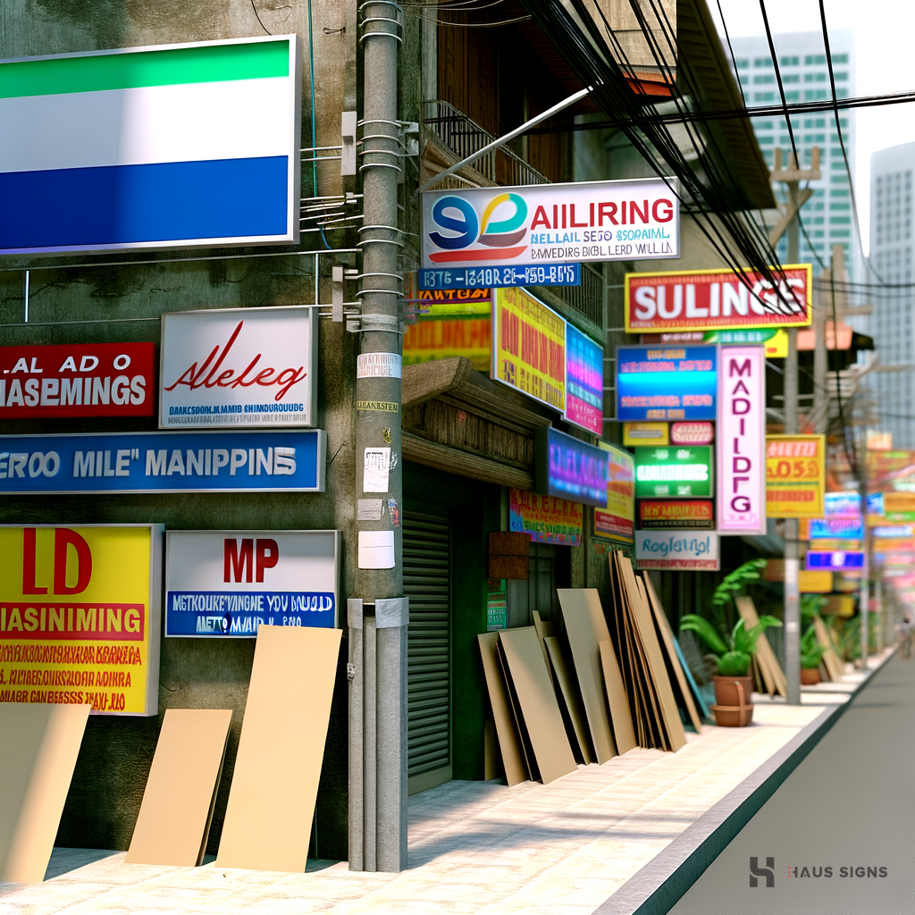 Busy Manila street scene showcasing diverse business signage.